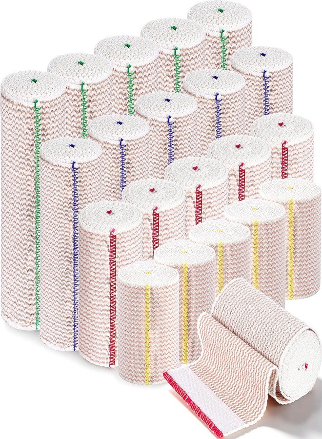 Reginary 20 Pack 2", 3", 4", 6" Elastic Bandage Wrap with Self Closure on Both Ends Athletic Stretchable Compression Bandage for Legs, Knees, Ankles, Wrists, Elbows, Shoulders (Assorted Trim - Image 1
