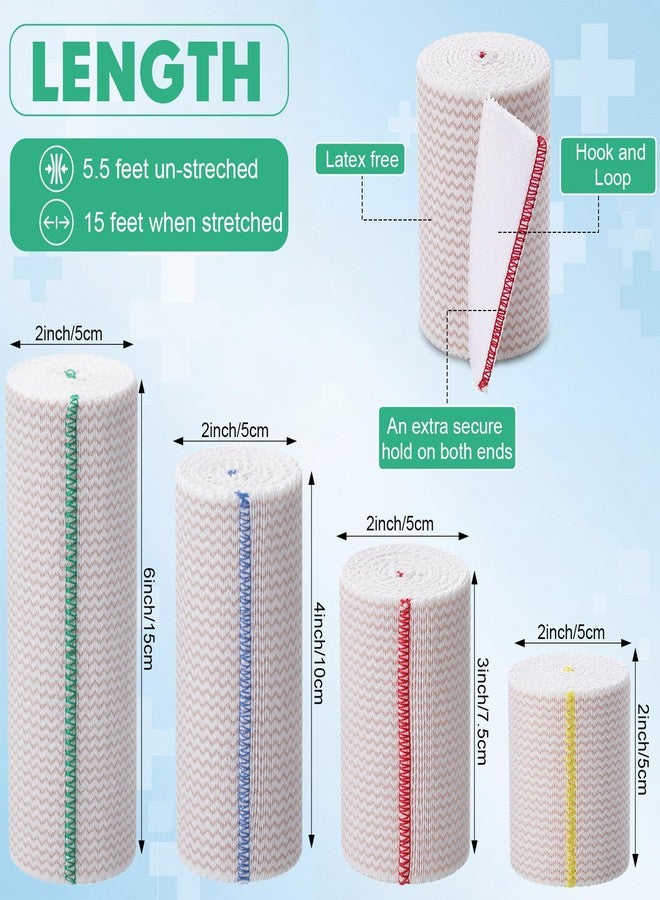 Reginary 20 Pack 2", 3", 4", 6" Elastic Bandage Wrap with Self Closure on Both Ends Athletic Stretchable Compression Bandage for Legs, Knees, Ankles, Wrists, Elbows, Shoulders (Assorted Trim - Image 2