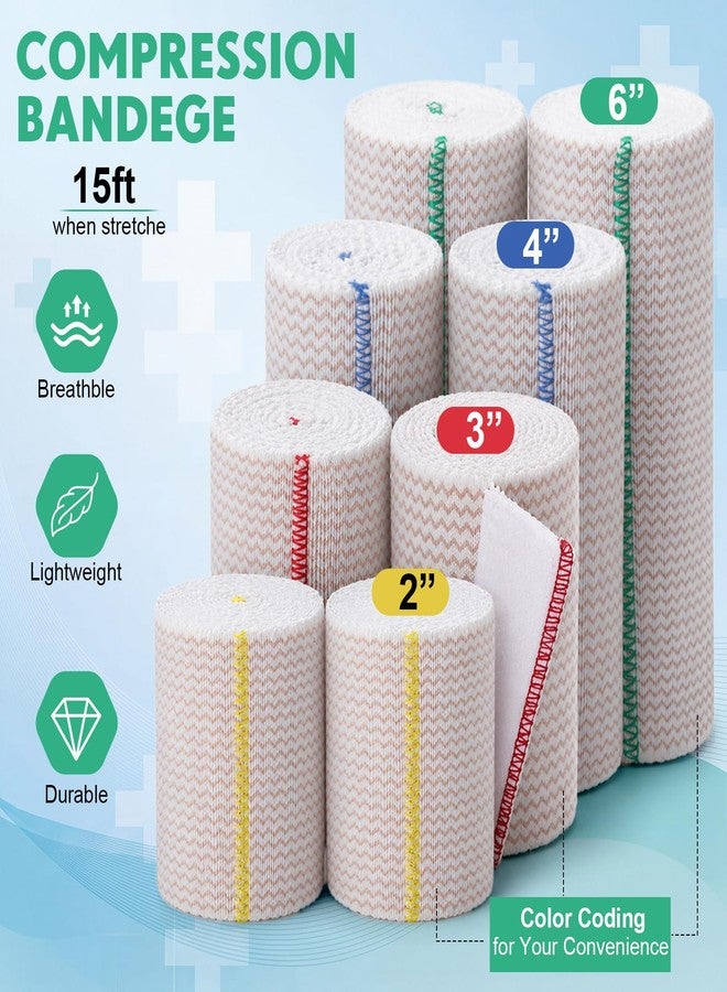 Reginary 20 Pack 2", 3", 4", 6" Elastic Bandage Wrap with Self Closure on Both Ends Athletic Stretchable Compression Bandage for Legs, Knees, Ankles, Wrists, Elbows, Shoulders (Assorted Trim - Image 3