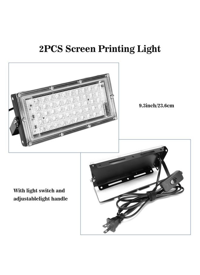 Caydo - 2Pcs 50W Led Uv Screen Printing Light Exposure Unit With Light Stands, Cable Ties, Exposure Unit For Screen Printing And Cyanotypes - Image 1