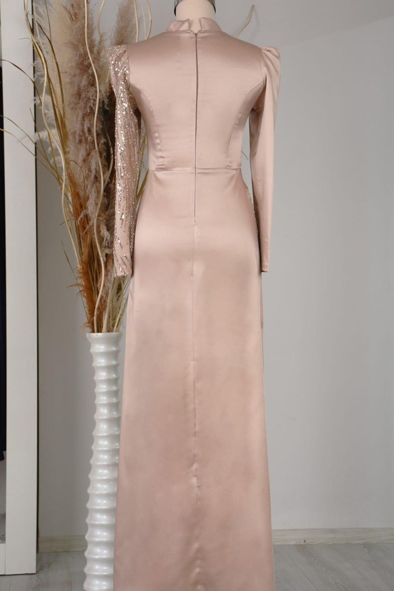 Esilanur Nehir Hijab Evening Dress Gold  - Image 3