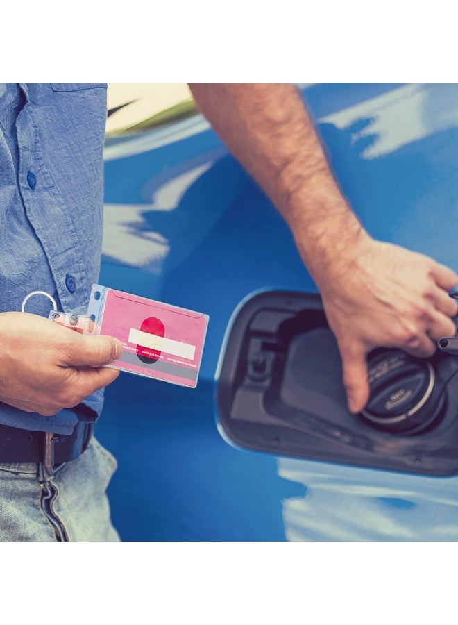 Marspark 10 Pack Plastic Heavy Duty Badge Holder, Clear Id Card Holder With Keyring, Rigid Fuel Card Protector Keychain Secure Credit Card Id Holder Keychain With Thumb Slot - Image 5