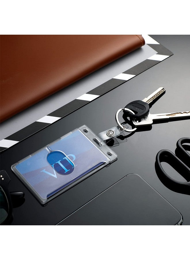 Marspark 10 Pack Plastic Heavy Duty Badge Holder, Clear Id Card Holder With Keyring, Rigid Fuel Card Protector Keychain Secure Credit Card Id Holder Keychain With Thumb Slot - Image 4