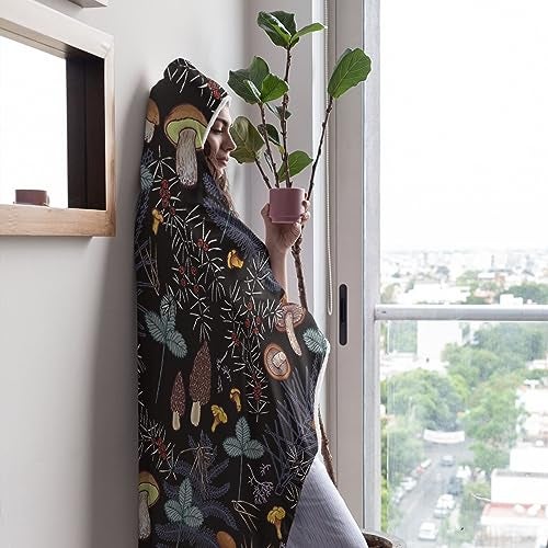 ARTIEMASTER Mushroom Hooded Blanket Mushrooms Gifts for Women Soft Fleece Flannel Dark Wild Forest Mushrooms Throw Wearable Blanket All Season Plant Blankets for Bed Decorative 50"x40" for Kid - Image 5