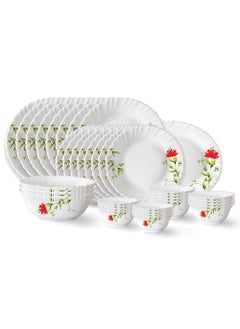 LARAH BY BOROSIL Larah by Borosil Oriental Fluted Series Opalware Dinner Set | 36 Pieces for Family of 8 | Microwave & Dishwasher Safe | Bone-Ash Free | Crockery Set for Dining & Gifting | Plates & Bowls | White  - Image 1