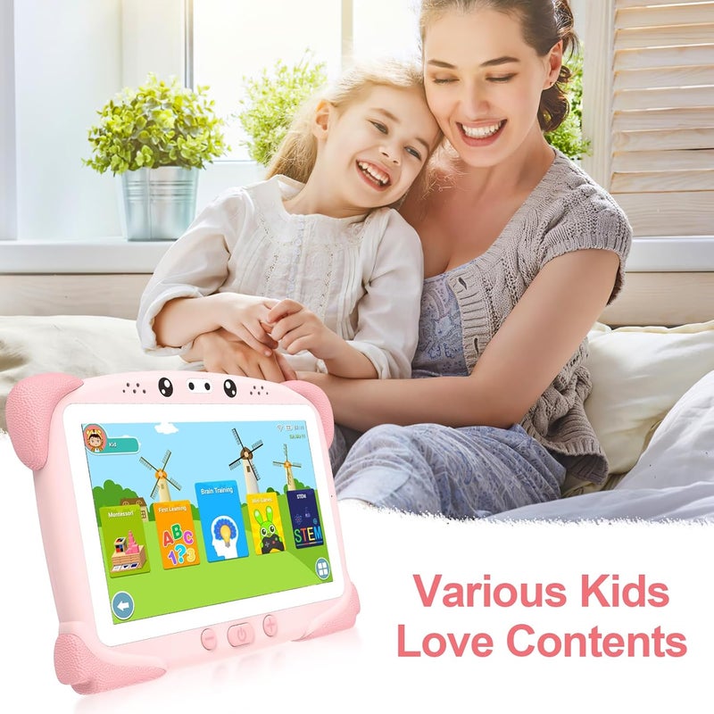 Trayoo Kids Tablet 7 inch Toddler Children Learning Tablet with WiFi, Parental Control, Education Learning Apps, Yutube, Tablets for Toddlers Ages 3 to 14 (Pink) - Image 4