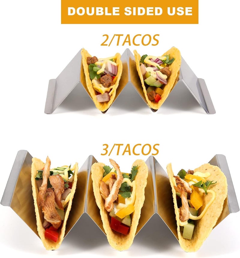 Taco Holder - Stainless Steel Taco Stand Rack Tray Style , Oven Safe for Baking, Dishwasher and Grill Safe - حامل تاكو من الفولاذ المقاوم للصدأ - Image 1