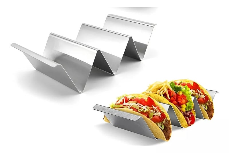 Taco Holder - Stainless Steel Taco Stand Rack Tray Style , Oven Safe for Baking, Dishwasher and Grill Safe - حامل تاكو من الفولاذ المقاوم للصدأ - Image 2