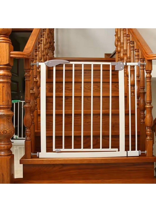 سيف-أو-كيد بوابة أمان الأطفال المعدنية النقية Safe-O-Kid® Bannifence بضمان لمدة عام، (75-95 سم) قابلة للتعديل، إغلاق تلقائي في اتجاهين، حاجز للسلالم والأبواب والممرات، سياج حاجز - رمادي - Image 1