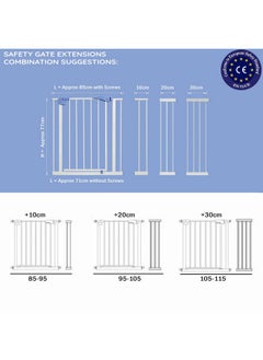 Safe-O-Kid Safe-O-Kid® Bannifence Pure Metal Baby Safety Gate with 1 Year Warranty, (75-95 cm) Adjustable, 2 Way Auto Close, Barrier for Stairs, Door and Hallways, Barrier Fence-Grey  - Image 5