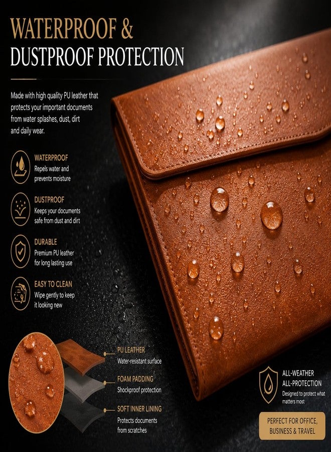 Shrux PU Leather A5 File Folder Document Holder - Waterproof Portfolio & Certificate Envelope Folder Case with Magnetic Snap Closure | School, Office & Collage Project Paper Organizer Folder (Brown) - Image 5