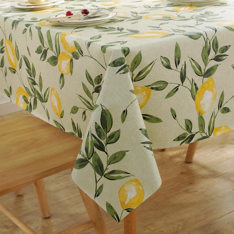 Jeloris Rectangle PVC Waterproof Lemon Tablecloth Spring Summer Tablecloth StainResistant Wipeable WrinkleFree Table Cover for IndoorOutdoor Picnic BBQ Dining Party 55x70 inch