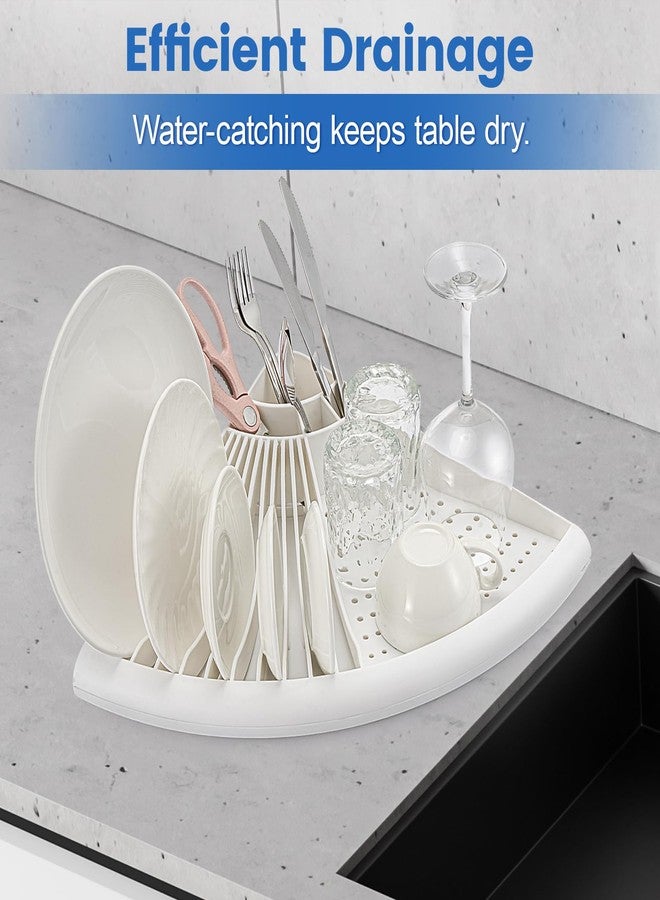 Elfzone Dish Drying Rack - Plastic Corner Kitchen Dish Drying Rack,Multipurpose Sink Counter Storage Rack for Household - Image 2