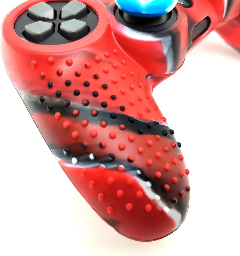 Asokex Silicone Skin Cover for Ps4 Controller (1pc Anti-Slip Case, 1 Pair L2 R2 Trigger Extender, 4pcs Thumb Grips,4pcs LED Light Bar Decal) Protector for DualShock PS4/ Slim/Pro Controller (red granular) - Image 4