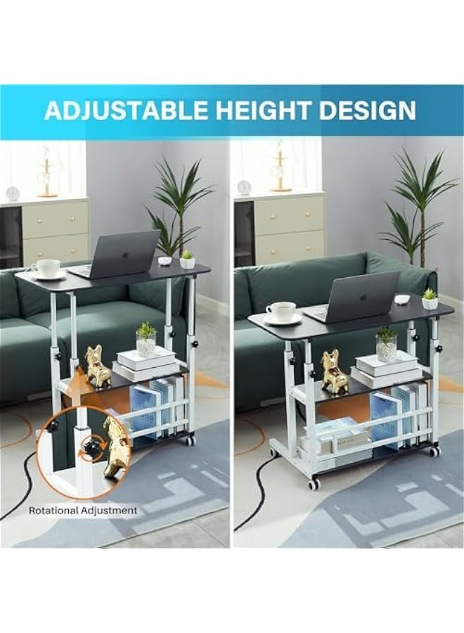 DURKU Portable Student Desk with Adjustable Height, Ideal for Home Office or Small Spaces. Mobile Laptop Table with Storage, Perfect for Bedside Study or Work. 31.5 Standing Desk on Wheels for Gaming. - Image 5