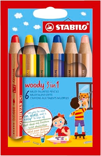 STABILO MultiTalented Pencil woody 3 in 1 Pack of 6 Assorted Colors - Image 1