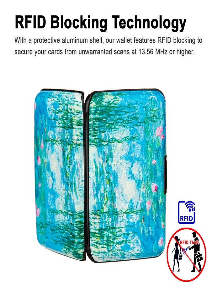 Kaabao Credit Card Holder Small RFID Blocking Wallet Business Metal Slim Mini Aluminum Hard Case for Women Men Gift (Water Lilies) - Image 3