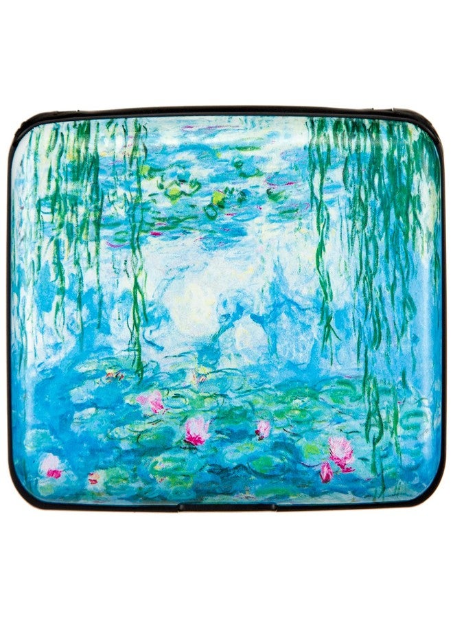 Kaabao Credit Card Holder Small RFID Blocking Wallet Business Metal Slim Mini Aluminum Hard Case for Women Men Gift (Water Lilies) - Image 1