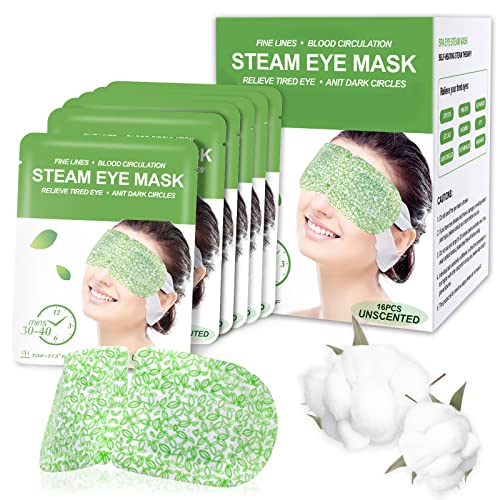 16 Packs Steam Eye Masks for Dry Eyes Warm Compress Relief for Eye Fatigue  Puffiness Sleep Heated Eye Mask Disposable Travel Essentials Spa Relaxation Gift for Women FSAHSA Eligible Unscented