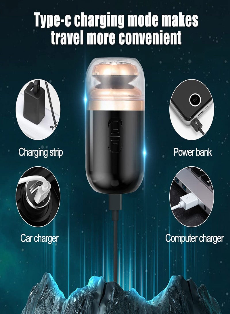 Mini Portable Electric Shaver, Dual Purpose Shaver, New Upgrade Mini Electric Razor Shavers for Men, One-on Use, USB Mini Shaver Charging Suitable for Home, Car, Travel (Dark Night Black) - Image 3