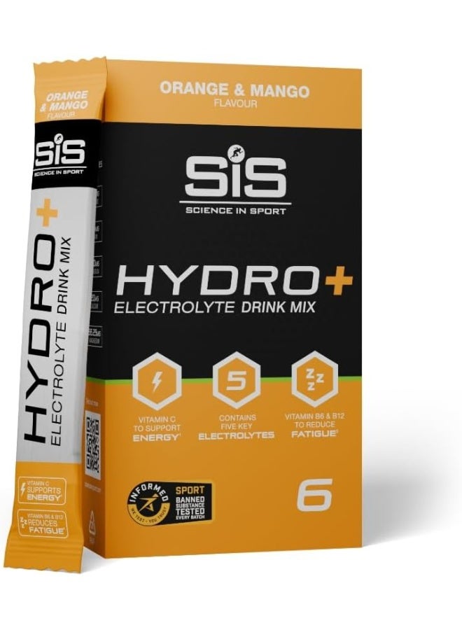 SIS HYDRO+ Electrolyte Drink Mix, ORANGE & MANGO FLAVOUR, Vitamin C to Support Energy, Contains Five Key Electrolytes, Vitamin B6 & B12 to Reduce Fatigue, Sport Banned Substance Tested Every Batch, 6 Pack - Image 1