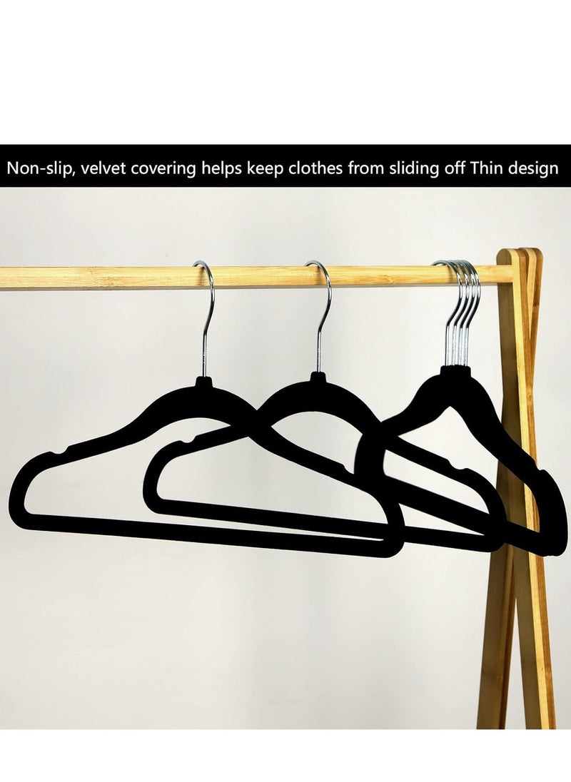 Rightsure Rightsure Baby Clothes Hangers, Kids Velvet Hangers, Baby Toddler Kids Hangers With Swivel 360 Hook, Notched Shoulder Design For Children Clothes, Sturdy&Durable Clothes Hangers (Black, 50pcs)  - Image 4