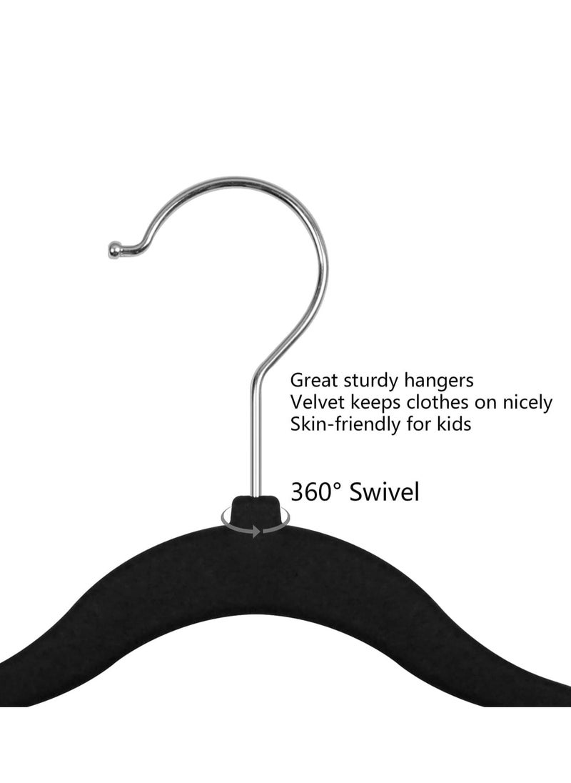 Rightsure Rightsure Baby Clothes Hangers, Kids Velvet Hangers, Baby Toddler Kids Hangers With Swivel 360 Hook, Notched Shoulder Design For Children Clothes, Sturdy&Durable Clothes Hangers (Black, 50pcs)  - Image 3