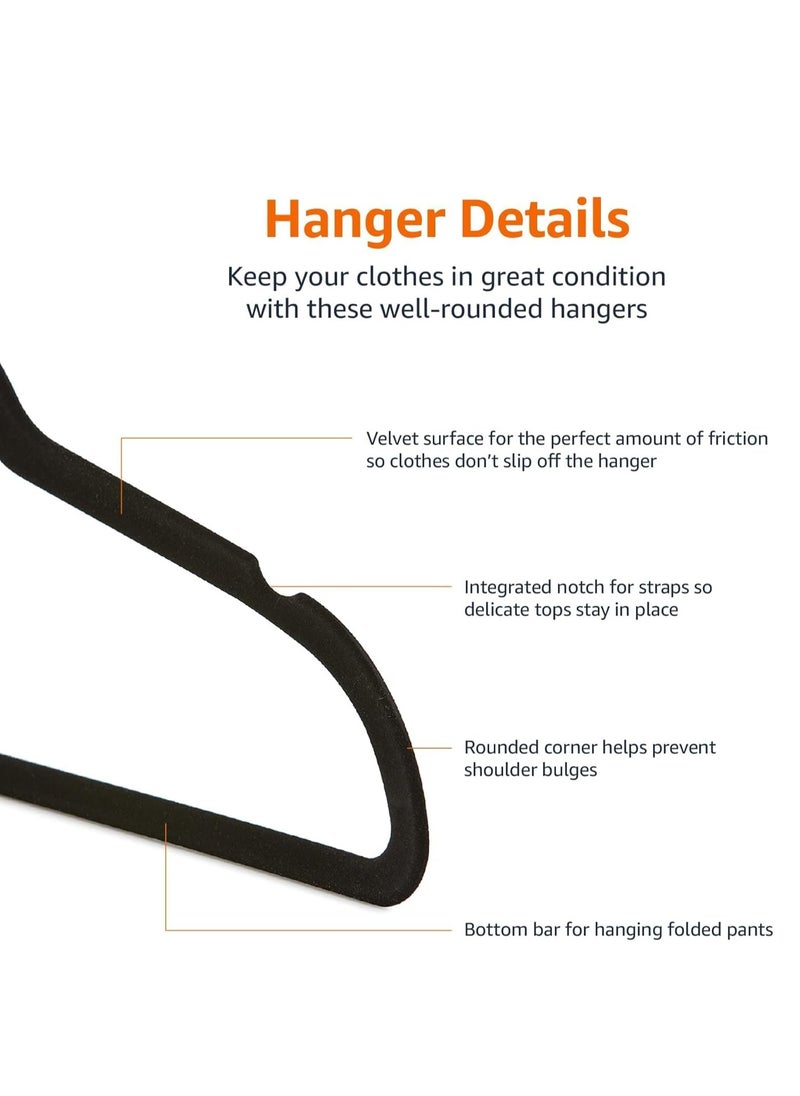 Rightsure Rightsure Baby Clothes Hangers, Kids Velvet Hangers, Baby Toddler Kids Hangers With Swivel 360 Hook, Notched Shoulder Design For Children Clothes, Sturdy&Durable Clothes Hangers (Black, 50pcs)  - Image 5