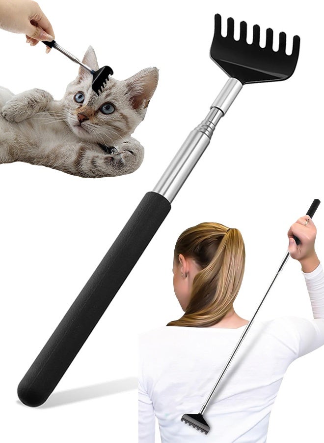 2 Pcs Portable extendable Back Scratcher Stainless Steel telescoping Back scratchers for Adults Tickle Teaser Wand for Cats - Image 1