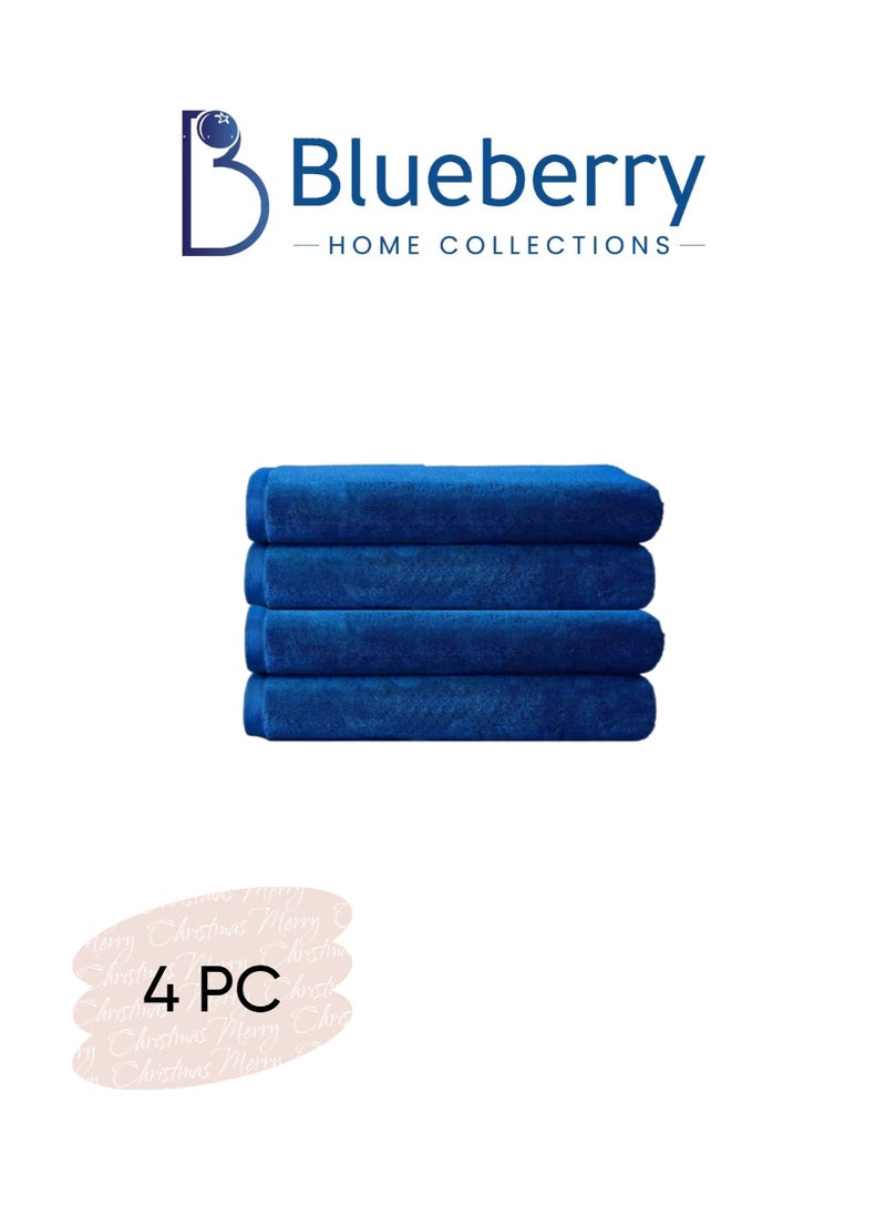 Blueberry Set of 4 - Bath Towel -100% cotton Large Size Highly Absorbent And Super Durable,colour - Royal Blue - Image 1