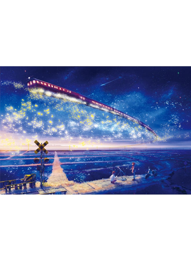 Love Picture Art Wooden Puzzle 1000 Cartoon Art Painting Landscape Picture Educational Toys High Difficulty-Color:1000 Under The Starry Sky Train Wooden Partition - Image 1