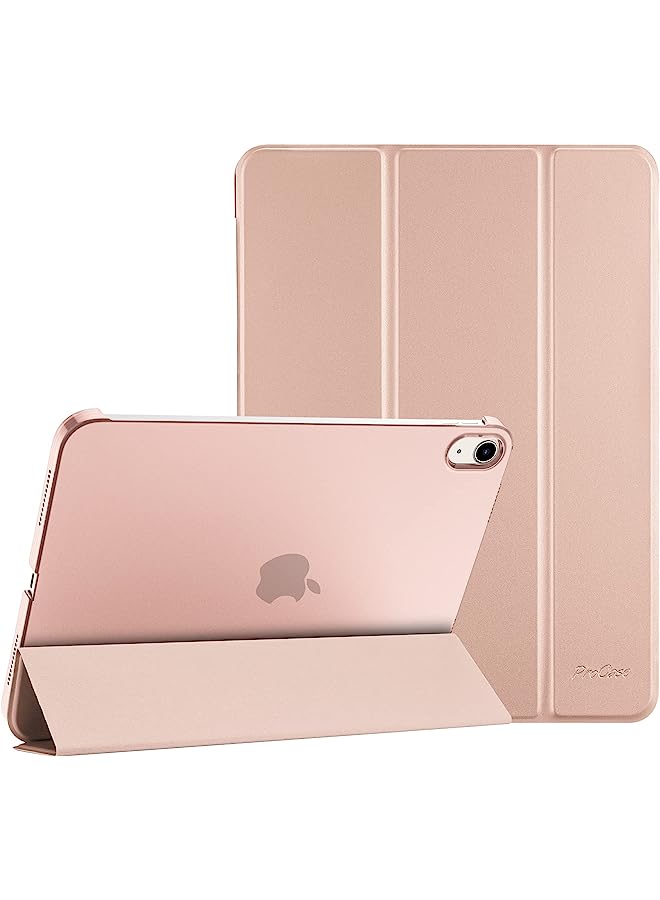 For Ipad 10Th Generation Case 2022 Ipad 10.9 Inch Case, Ipad 10 Case Slim Stand Hard Shell Back Protective Smart Cover For 10.9” Ipad 10Th Gen 2022 Release A2696 A2757 A2777 -Rosegold