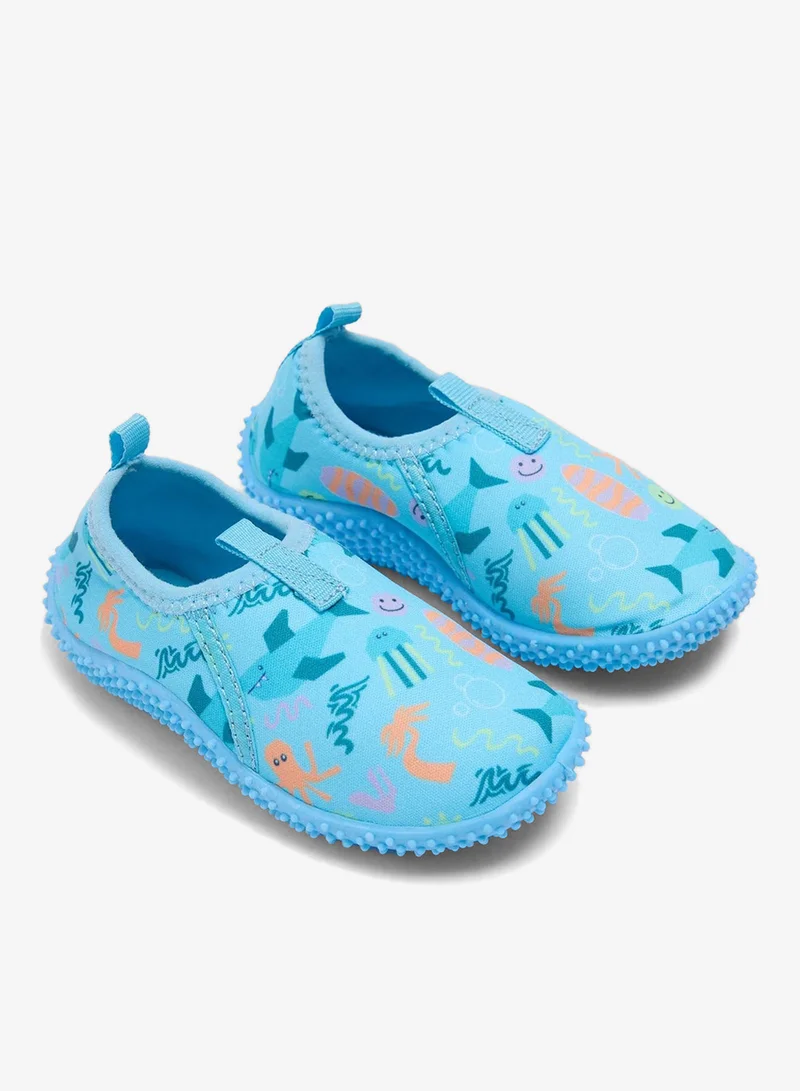 Kids Blue Sealife Swim Shoes