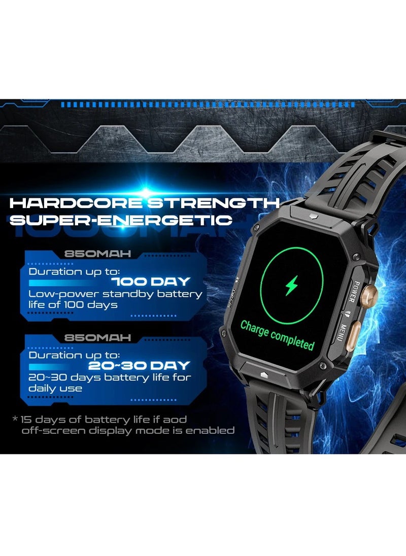 Cubot - Rugged X1 Smart Watch 2.13-inch AMOLED Display Waterproof 100+ Sports Modes and Multi-Functions(Bluetooth Call/Heart Rate) 20-30 Days Battery Life iOS and Android App OS - Black - Image 1