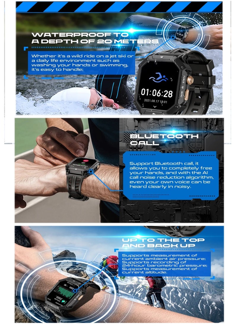 Cubot - Rugged X1 Smart Watch 2.13-inch AMOLED Display Waterproof 100+ Sports Modes and Multi-Functions(Bluetooth Call/Heart Rate) 20-30 Days Battery Life iOS and Android App OS - Black - Image 1