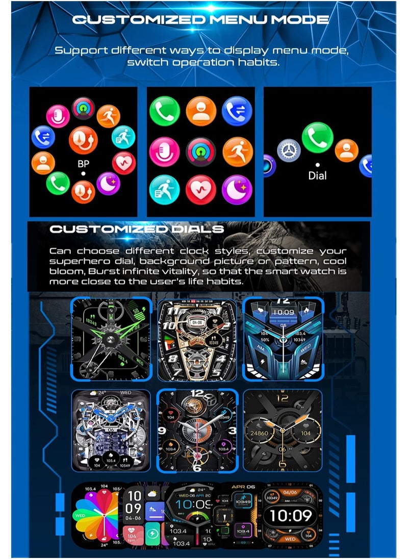 Cubot - Rugged X1 Smart Watch 2.13-inch AMOLED Display Waterproof 100+ Sports Modes and Multi-Functions(Bluetooth Call/Heart Rate) 20-30 Days Battery Life iOS and Android App OS - Black - Image 1