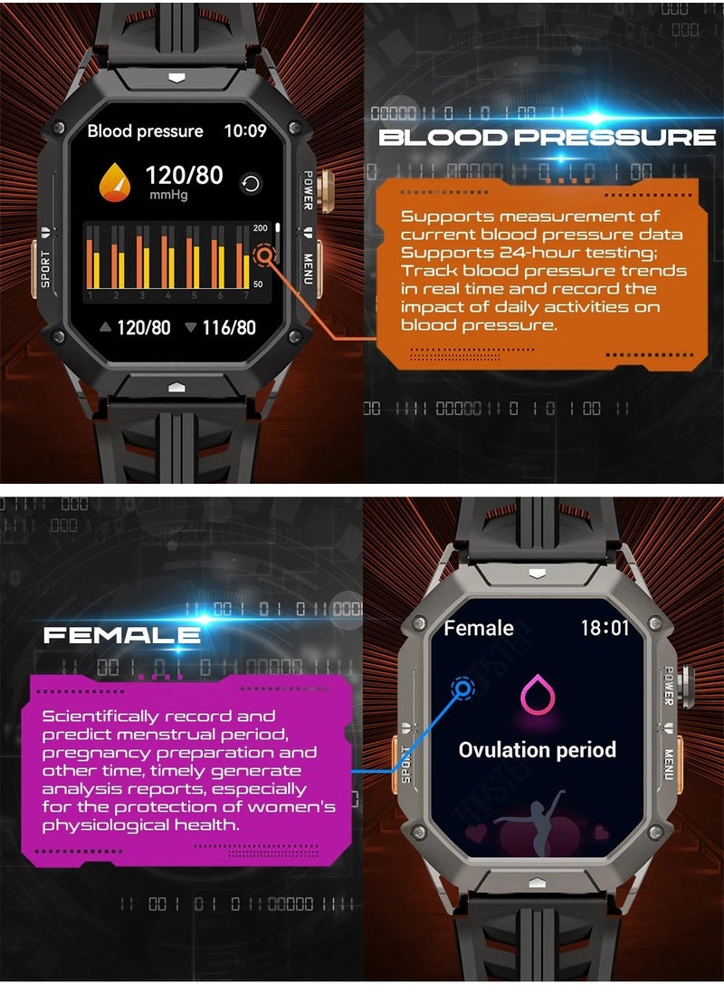 Cubot - Rugged X1 Smart Watch 2.13-inch AMOLED Display Waterproof 100+ Sports Modes and Multi-Functions(Bluetooth Call/Heart Rate) 20-30 Days Battery Life iOS and Android App OS - Black - Image 1