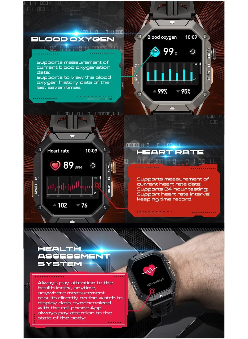 Cubot - Rugged X1 Smart Watch 2.13-inch AMOLED Display Waterproof 100+ Sports Modes and Multi-Functions(Bluetooth Call/Heart Rate) 20-30 Days Battery Life iOS and Android App OS - Black - Image 1