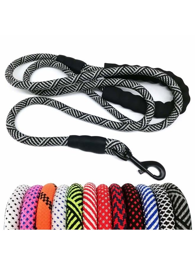 MayPaw Heavy Duty Rope Dog Leash, 3/4/5/6/7/8/10/12/15 FT Nylon Pet Leash, Soft Padded Handle Thick Lead for Large Medium Dogs Small Puppy (1/2" * 6', Black) - Image 1