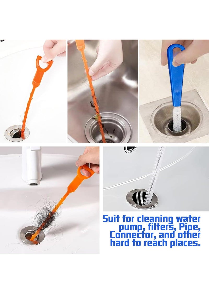 Drain Unblocker Set, 3 Pcs Drain Cleaner Tool, 155 cm Double-ended Drain Pipe Cleaner Brush, 45 cm Sink Unblocker Brush, 50 cm Hair Clog Remover, Plumbing Unclogger Tool for Kitchen Bathroom Shower - Image 2