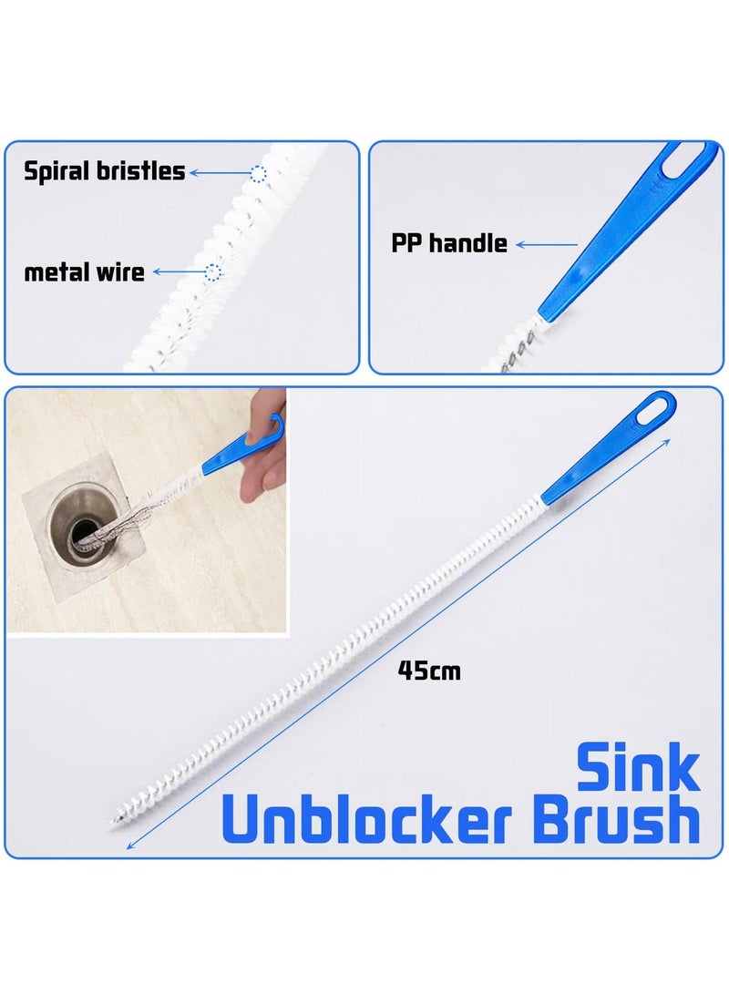 Drain Unblocker Set, 3 Pcs Drain Cleaner Tool, 155 cm Double-ended Drain Pipe Cleaner Brush, 45 cm Sink Unblocker Brush, 50 cm Hair Clog Remover, Plumbing Unclogger Tool for Kitchen Bathroom Shower - Image 1