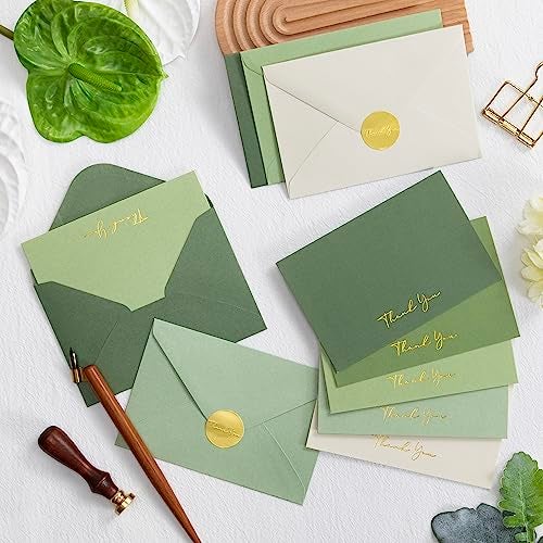 Crisky Sage Green Thank You Cards with Envelopes & Stickers， 50 Pack Bridal Shower Graduation Thank You Cards Small Business, Wedding Baby Shower Birthday Funeral Notes Bulk - Image 2