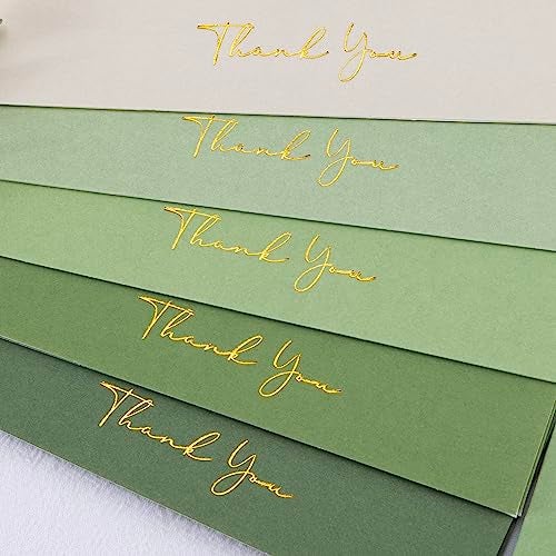Crisky Sage Green Thank You Cards with Envelopes & Stickers， 50 Pack Bridal Shower Graduation Thank You Cards Small Business, Wedding Baby Shower Birthday Funeral Notes Bulk - Image 1