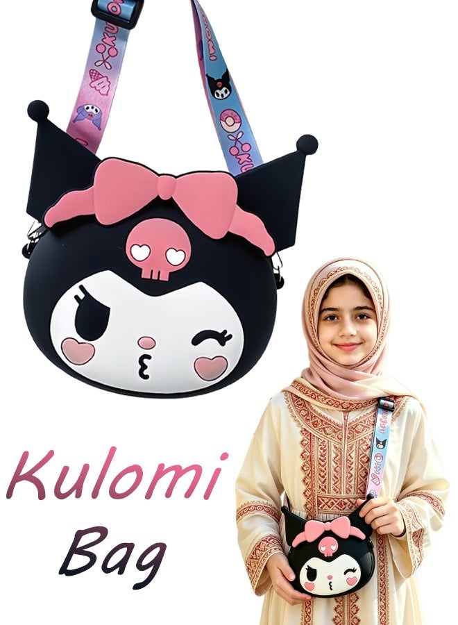 kuromi Kawaii Kuromi Silicone Crossbody Bag, Soft Waterproof Cartoon Shoulder Bag, Mini Small Items Storage Pouch for Girls for School Shopping Travel Party Birthday Gift - Image 1