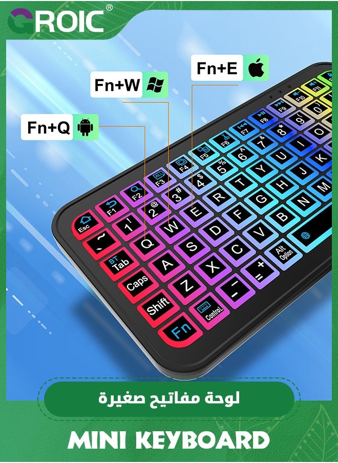 GROIC Universal Backlit 7-Colors Ultra Light Slim Portable Wireless Bluetooth Keyboard Wireless Computer Keyboardfor iOS iPad Pro, Air, Mini, Android, Windows Tablets PC Smartphone  - Image 3