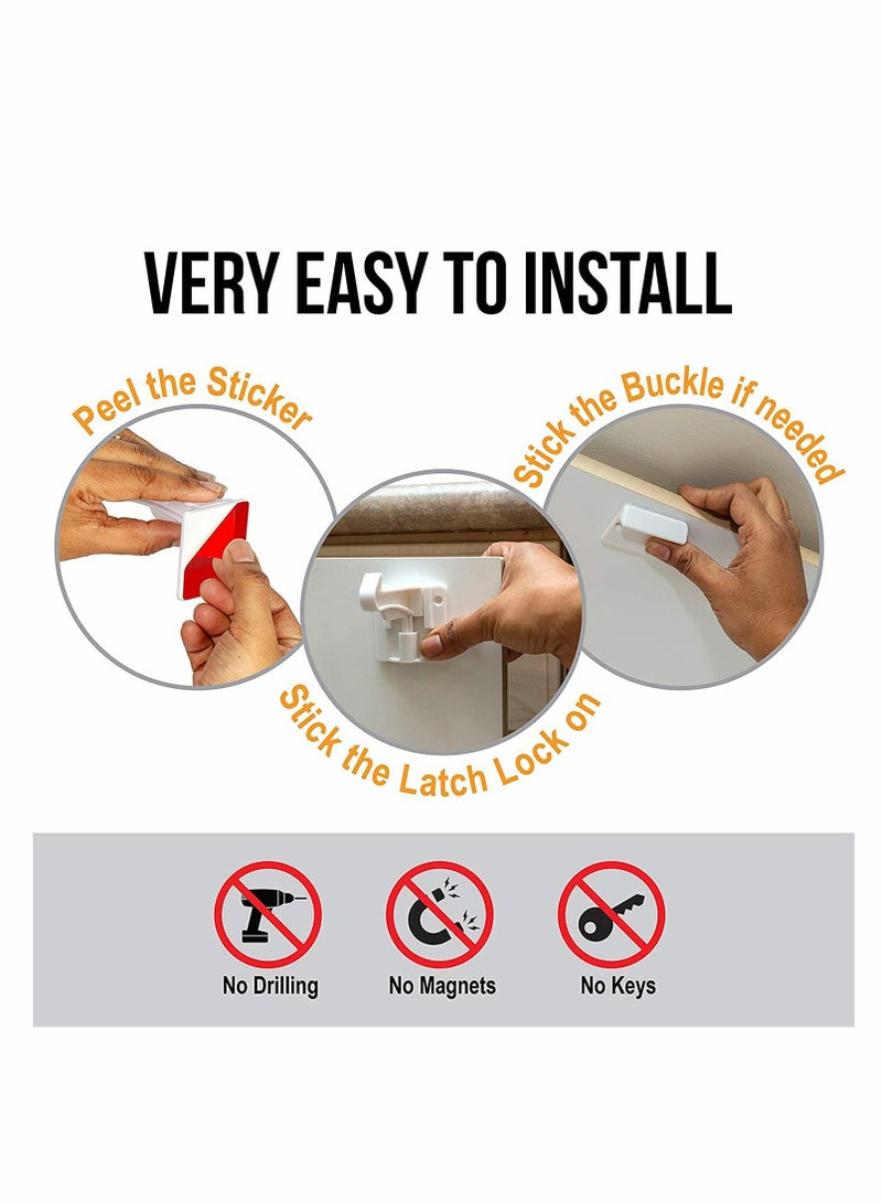 Enhanced Baby Safety Cabinet Locks (10 Pack) - No-Drill Installation, Fits Most Cabinets  Drawers, Ideal for Countertop Overhangs, Secure  Reliable for Peace of Mind - Image 4