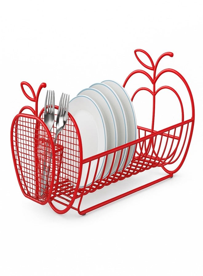 Jumbl Expandable Dish Drying Rack - Apple Decor Metal Dish Drainer with Utensil Holder, Adjustable 14"-27", Rust-Proof Countertop Dish Strainer for Kitchen Sink, RV, or Outdoor Use - Image 1