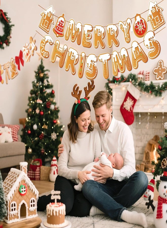 PAPER JAZZ Gingerbread Christmas Decoration Merry Christmas Banner,3 Pcs Gingerbread Christmas Garland,Xmas Backdrop Cute Hanging Decor for Wall, Tree, Door, Yard, Home, Office, Indoor Outdoor. - Image 5