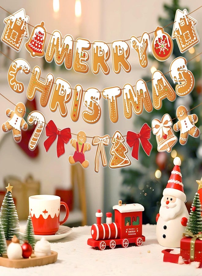 PAPER JAZZ Gingerbread Christmas Decoration Merry Christmas Banner,3 Pcs Gingerbread Christmas Garland,Xmas Backdrop Cute Hanging Decor for Wall, Tree, Door, Yard, Home, Office, Indoor Outdoor. - Image 3