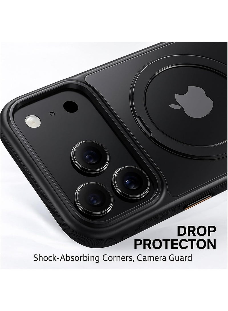 Case for Apple iPhone 17 Air with 360° Rotating Magnetic Ring Stand - Shockproof & Anti-Drop, Ultra-Thin Anti-Slip Smudge-Free Design, Transparent Back Panel, MagSafe Compatible, Black Holder - Image 4